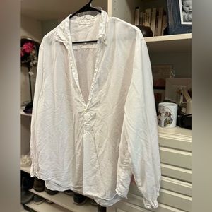 CP Shades white rayon silk Henley style blouse. Size L.